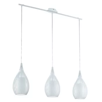   EGLO 94388 RAZONI, beltéri függeszték, E27 foglalattal, MAX 3X60W teljesítménnyel, fehér / acél lámpatest, IP20, fehér / szatinált üveg, acél búrával, kapcsoló nélkül