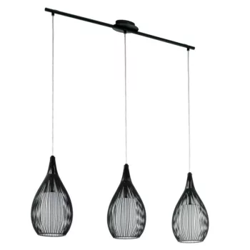   EGLO 94389 RAZONI, beltéri függeszték, E27 foglalattal, MAX 3X60W teljesítménnyel, fekete / acél lámpatest, IP20, fekete, fehér / szatinált üveg, acél búrával, kapcsoló nélkül