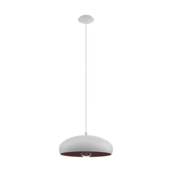   EGLO 94606 MOGANO 1, beltéri függeszték, E27 foglalattal, MAX 1X60W teljesítménnyel, fehér, vörösréz / acél lámpatest, IP20, kapcsoló nélkül