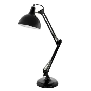   EGLO 94697 BORGILLIO, beltéri asztali lámpa, E27 foglalattal, MAX 1X40W teljesítménnyel, fekete / acél lámpatest, IP20, zsinórkapcsolóval
