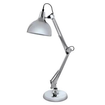   EGLO 94702 BORGILLIO, beltéri asztali lámpa, E27 foglalattal, MAX 1X40W teljesítménnyel, króm / acél lámpatest, IP20, zsinórkapcsolóval