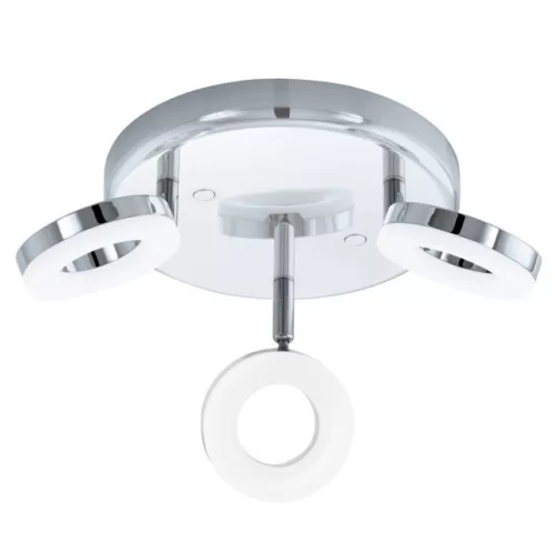 EGLO 94762 GONARO, beltéri IP44-es LED-es spot lámpa, LED foglalattal, MAX 3X3,8W teljesítménnyel, 1080lm, 3000 K, króm / acél lámpatest, fehér / műanyag búrával, LED nem cserélhető, kapcsoló nélkül