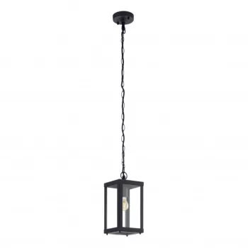   EGLO 94788 ALAMONTE 1, kültéri, IP44-es függeszték, E27-es foglalattal, MAX 1X60W teljesítménnyel, fekete / horganyzott acél lámpatest, kapcsoló nélküli, áttetsző / üveg búrával