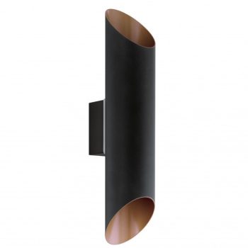   EGLO 94804 AGOLADA, kültéri, IP44-es fali lámpa, LED-es foglalattal, MAX 2X3,7W teljesítménnyel, 640 lm, 3000 K, fekete, vörösréz / horganyzott acél lámpatest, kapcsoló nélküli, sarokra szerelhető, cserélhető LED