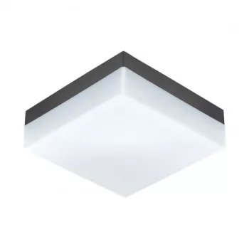   EGLO 94872 SONELLA, kültéri, IP44-es fali-mennyezeti lámpa, LED-es foglalattal, MAX 8,2W teljesítménnyel, 820 lm, 3000 K, antracit / műanyag lámpatest, kapcsoló nélküli, fehér / műanyag búrával, cserélhető LED