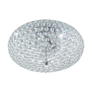  EGLO 95284 CLEMENTE, beltéri mennyezeti lámpa, E27 foglalattal, MAX 2X60W teljesítménnyel, króm / acél lámpatest, IP20, áttetsző / kristály búrával, kapcsoló nélkül