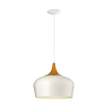   EGLO 95383 OBREGON, beltéri függeszték, E27 foglalattal, MAX 1X60W teljesítménnyel, krém, tölgy / acél lámpatest, IP20, kapcsoló nélkül