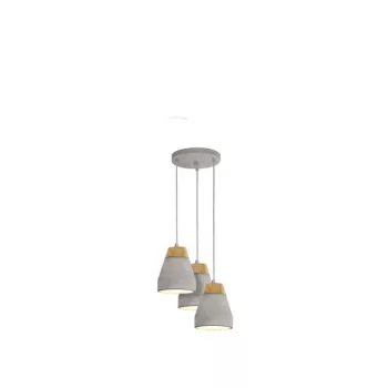   EGLO 95526 TAREGA, beltéri függeszték, E27 foglalattal, MAX 3X60W teljesítménnyel, szürke / acél lámpatest, IP20, barna, szürke / fa, beton búrával, kapcsoló nélkül