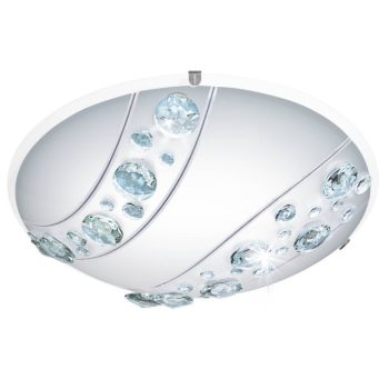   EGLO 95576 NERINI, beltéri LED-es fali-mennyezeti lámpa, LED foglalattal, MAX 16W teljesítménnyel, 1500lm, 4000 K, fehér / acél lámpatest, IP20, fehér, fekete, áttetsző / üveg, kristály búrával, cserélhető LED, kapcsoló nélkül