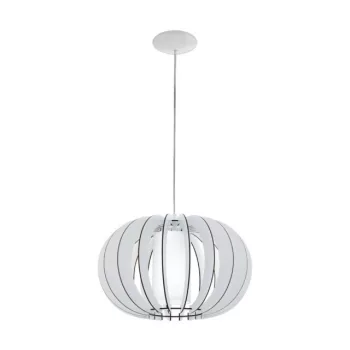   EGLO 95606 STELLATO 2, beltéri függeszték, E27 foglalattal, MAX 1X60W teljesítménnyel, fehér / acél lámpatest, IP20, fehér / fa, üveg búrával, kapcsoló nélkül