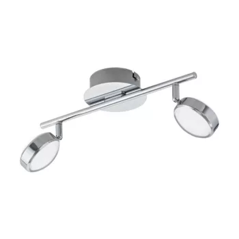  EGLO 95629 SALTO, beltéri LED-es spot lámpa, LED foglalattal, MAX 2X5,4W teljesítménnyel, 1280lm, 3000 K, króm / acél lámpatest, IP20, szatinált / műanyag búrával, LED nem cserélhető, kapcsoló nélkül