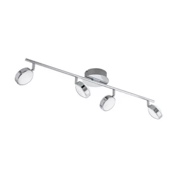   EGLO 95632 SALTO, beltéri LED-es spot lámpa, LED foglalattal, MAX 4X5,4W teljesítménnyel, 2560lm, 3000 K, króm / acél lámpatest, IP20, szatinált / műanyag búrával, LED nem cserélhető, kapcsoló nélkül
