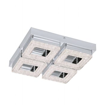   EGLO 95657 FRADELO, beltéri LED-es fali-mennyezeti lámpa, LED foglalattal, MAX 4X4W teljesítménnyel, 1600lm, 3000 K, króm / acél lámpatest, IP20, króm, áttetsző / műanyag, kristály búrával, LED nem cserélhető, kapcsoló nélkül