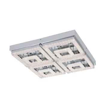   EGLO 95661 FRADELO, beltéri LED-es mennyezeti lámpa, LED foglalattal, MAX 48W teljesítménnyel, 5000lm, 3000 K, króm / acél lámpatest, IP20, króm, áttetsző / műanyag, kristály búrával, LED nem cserélhető, kapcsoló nélkül