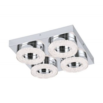   EGLO 95664 FRADELO, beltéri LED-es fali-mennyezeti lámpa, LED foglalattal, MAX 4X4W teljesítménnyel, 1600lm, 3000 K, króm / acél lámpatest, IP20, króm, áttetsző / műanyag, kristály búrával, LED nem cserélhető, kapcsoló nélkül