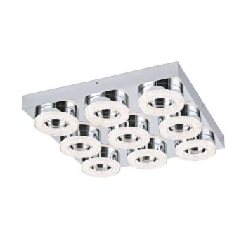   EGLO 95665 FRADELO, beltéri LED-es fali-mennyezeti lámpa, LED foglalattal, MAX 9X4W teljesítménnyel, 3600lm, 3000 K, króm / acél lámpatest, IP20, króm, áttetsző / műanyag, kristály búrával, LED nem cserélhető, kapcsoló nélkül