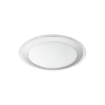   EGLO 95677 COMPETA 1, beltéri LED-es fali-mennyezeti lámpa, LED foglalattal, MAX 18W teljesítménnyel, 2000lm, 3000 K, fehér / acél lámpatest, IP20, fehér, ezüst, áttetsző / műanyag búrával, LED nem cserélhető, kapcsoló nélkül