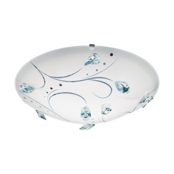   EGLO 95689 SORRENTA 1, beltéri LED-es fali-mennyezeti lámpa, LED foglalattal, MAX 16W teljesítménnyel, 1500lm, 4000 K, fehér / acél lámpatest, IP20, fehér, áttetsző / üveg, kristály búrával, cserélhető LED, kapcsoló nélkül