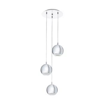   EGLO 95913 CONESSA, beltéri függeszték, GU10 foglalattal, MAX 3X3,3W teljesítménnyel, króm / acél lámpatest, IP20, áttetsző / műanyag búrával, kapcsoló nélkül