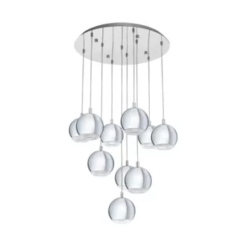   EGLO 95914 CONESSA, beltéri függeszték, GU10 foglalattal, MAX 10X3,3W teljesítménnyel, króm / acél lámpatest, IP20, áttetsző / műanyag búrával, kapcsoló nélkül
