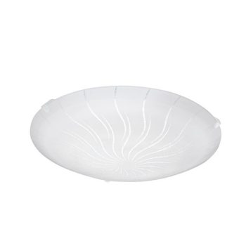   EGLO 96089 MARGITTA 1, beltéri LED-es fali-mennyezeti lámpa, LED foglalattal, MAX 11W teljesítménnyel, 950lm, 3000 K, fehér / acél lámpatest, IP20, fehér, szemcsés, áttetsző / üveg búrával, cserélhető LED, kapcsoló nélkül