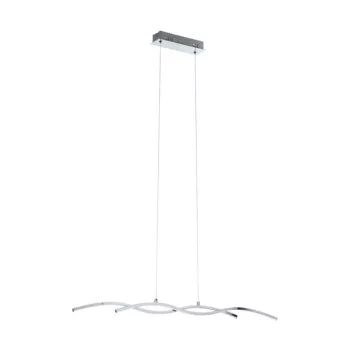   EGLO 96103 LASANA 2, beltéri LED-es függeszték, LED foglalattal, MAX 2X9W teljesítménnyel, 2000lm, 3000 K, króm / acél, alumínium lámpatest, IP20, fehér / műanyag búrával, LED nem cserélhető, kapcsoló nélkül