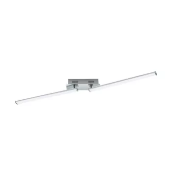   EGLO 96107 LASANA 2, beltéri LED-es mennyezeti lámpa, LED foglalattal, MAX 2X9W teljesítménnyel, 2200lm, 3000 K, króm / acél, alumínium lámpatest, IP20, fehér / műanyag búrával, LED nem cserélhető, kapcsoló nélkül