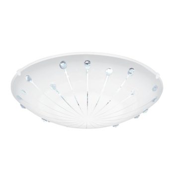   EGLO 96113 MARGITTA 1, beltéri LED-es fali-mennyezeti lámpa, LED foglalattal, MAX 11W teljesítménnyel, 950lm, 3000 K, fehér / acél lámpatest, IP20, fehér, szemcsés, áttetsző / üveg, kristály búrával, cserélhető LED, kapcsoló nélkül