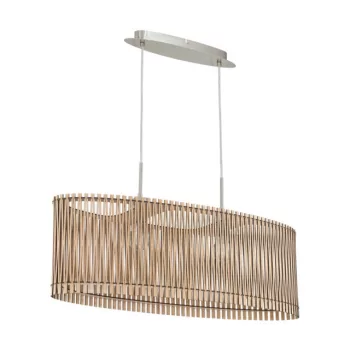   EGLO 96194 SENDERO, beltéri függeszték, E27 foglalattal, MAX 2X60W teljesítménnyel, matt nikkel / acél lámpatest, IP20, juhar / fa búrával, kapcsoló nélkül