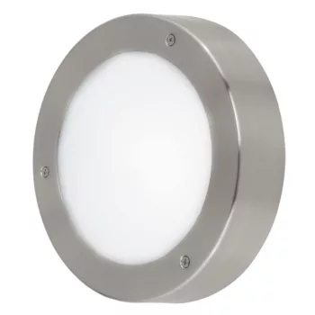   EGLO 96365 VENTO 2, kültéri, IP44-es fali-mennyezeti lámpa, LED-es foglalattal, MAX 1X5,4W teljesítménnyel, 410 lm, 3000 K, nemesacél / nemesacél lámpatest, kapcsoló nélküli, fehér / műanyag búrával