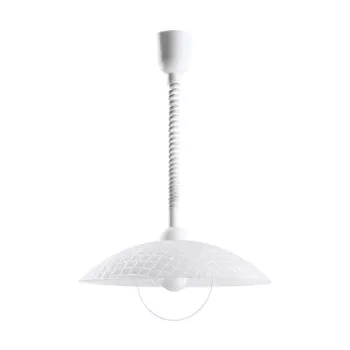   EGLO 96474 ALVEZ, beltéri függeszték, E27 foglalattal, MAX 1X60W teljesítménnyel, fehér / műanyag lámpatest, IP20, fehér, áttetsző / redőzött üveg búrával, kapcsoló nélkül