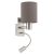 EGLO 96481 PASTERI, beltéri fali lámpa, E27/LED foglalattal, MAX 1X40W/1X3,5W teljesítménnyel, 380lm, 3000 K, matt nikkel / acél lámpatest, IP20, antracit-barna / textil búrával, LED nem cserélhető, billenő kapcsolóval