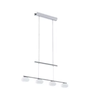   EGLO 96528 ALEANDRO 1, beltéri LED-es függeszték, LED foglalattal, MAX 4X4,5W teljesítménnyel, 2000lm, 3000 K, króm / acél lámpatest, IP20, fehér / opál üveg búrával, állítható magasság, LED nem cserélhető, kapcsoló nélkül