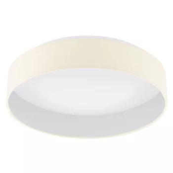   EGLO 96537 PALOMARO 1, beltéri LED-es mennyezeti lámpa, LED foglalattal, MAX 18W teljesítménnyel, 2000lm, 3000 K, fehér / műanyag lámpatest, IP20, krémszín / textil búrával, cserélhető LED, kapcsoló nélkül