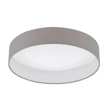   EGLO 96539 PALOMARO 1, beltéri LED-es mennyezeti lámpa, LED foglalattal, MAX 18W teljesítménnyel, 2000lm, 3000 K, fehér / műanyag lámpatest, IP20, tópszín (szürkésbarna) / textil búrával, cserélhető LED, kapcsoló nélkül