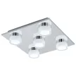 EGLO 96544 ROMENDO 1, beltéri IP44-es LED-es mennyezeti lámpa, LED foglalattal, MAX 5X7,2W teljesítménnyel, 2850lm, 3000 K, króm / acél lámpatest, áttetsző, szatinált / műanyag búrával, LED nem cserélhető, kapcsoló nélkül