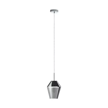   EGLO 96773 MURMILLO, beltéri függeszték, E27 foglalattal, MAX 1X28W teljesítménnyel, króm / acél lámpatest, IP20, fekete-áttetsző / füstüveg búrával, kapcsoló nélkül