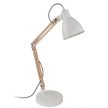 EGLO 96957 TORONA 1, beltéri asztali lámpa, E14 foglalattal, MAX 1X28W teljesítménnyel, fehér / acél lámpatest, IP20, natúr / fa búrával, zsinórkapcsolóval