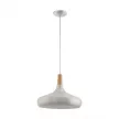 EGLO 96986 SABINAR, beltéri függeszték, E27 foglalattal, MAX 1X60W teljesítménnyel, csiszolt ezüst / acél lámpatest, IP20, barna / fa búrával, kapcsoló nélkül