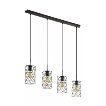   EGLO 97066 ESTEVAU, beltéri függeszték, E27 foglalattal, MAX 4X60W teljesítménnyel, sötétbarna / acél lámpatest, IP20, kapcsoló nélkül