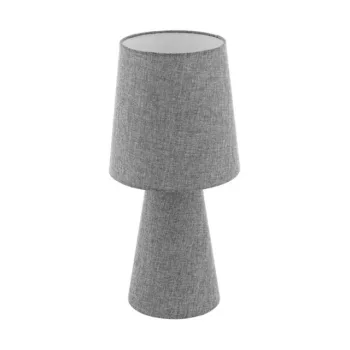   EGLO 97132 CARPARA, beltéri asztali lámpa, E27 foglalattal, MAX 2X12W teljesítménnyel, IP20, szürke / textil, vászon búrával, zsinórkapcsolóval