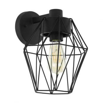   EGLO 97226 CANOVE, kültéri, IP44-es fali lámpa, E27-es foglalattal, MAX 1X60W teljesítménnyel, fekete / horganyzott acél lámpatest, kapcsoló nélküli, áttetsző, szatinált / üveg búrával, sarokra szerelhető
