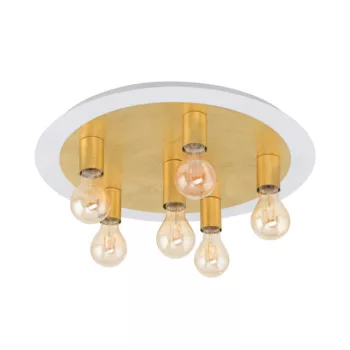   EGLO 97493 PASSANO, beltéri mennyezeti lámpa, E27 foglalattal, MAX 6X4W teljesítménnyel, fehér, arany / acél lámpatest, IP20, kapcsoló nélkül