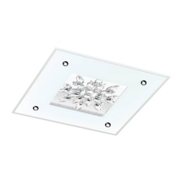   EGLO 97498 BENALUA 1, beltéri LED-es fali-mennyezeti lámpa, LED foglalattal, MAX 4X6W teljesítménnyel, 2600lm, 3000 K, fehér / acél lámpatest, IP20, fehér, áttetsző / szatinált üveg, tükör, kristály búrával, LED nem cserélhető, kapcsoló nélkül