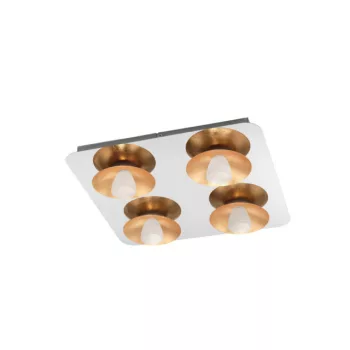  EGLO 97524 TORANO, beltéri LED-es mennyezeti lámpa, LED foglalattal, MAX 4X5,4W teljesítménnyel, 2040lm, 3000 K, króm, arany / acél lámpatest, IP20, fehér / szatinált üveg búrával, LED nem cserélhető, kapcsoló nélkül