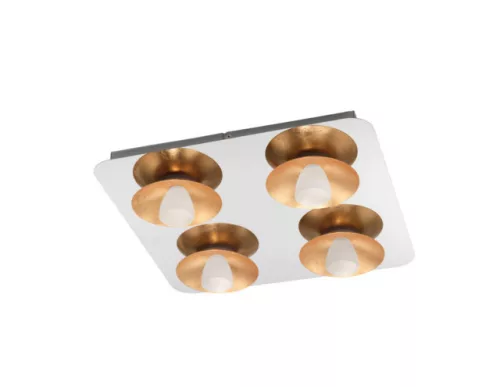 EGLO 97524 TORANO, beltéri LED-es mennyezeti lámpa, LED foglalattal, MAX 4X5,4W teljesítménnyel, 2040lm, 3000 K, króm, arany / acél lámpatest, IP20, fehér / szatinált üveg búrával, LED nem cserélhető, kapcsoló nélkül