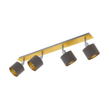   EGLO 97539 VALBIANO, beltéri spot lámpa, E14 foglalattal, MAX 4X7W teljesítménnyel, csiszolt réz, matt nikkel / acél lámpatest, IP20, cappuccino, arany / textil búrával, kapcsoló nélkül