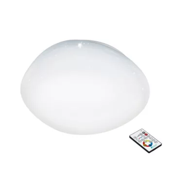   EGLO 97578 SILERAS, beltéri LED-es fali-mennyezeti lámpa, LED foglalattal, MAX 34W, 4600lm, 2700 K-6500 K, fehér/acél lámpatest, IP20, fehér/kristály hatású műanyag búrával, színhőmérséklet szabályzás távírányítóval, LED nem cserélhető, kapcs. nélkül