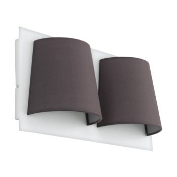   EGLO 97625 SERRAVALLE, beltéri LED-es fali lámpa, LED foglalattal, MAX 2X5,4W teljesítménnyel, 820lm, 3000 K, fehér / acél lámpatest, IP20, szürke / textil búrával, LED nem cserélhető, kapcsoló nélkül