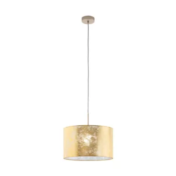   EGLO 97643 VISERBELLA, beltéri függeszték, E27 foglalattal, MAX 1X60W teljesítménnyel, pezsgőszínű / acél lámpatest, IP20, arany / textil búrával, kapcsoló nélkül
